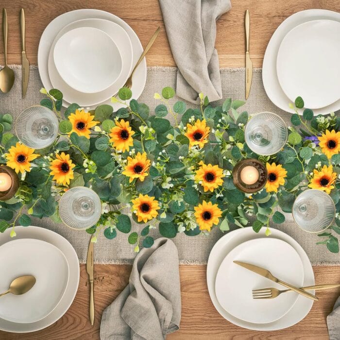 1729792843 Uieke 2 Pack Artificial Sunflower Garland 6ftStrand Silk S