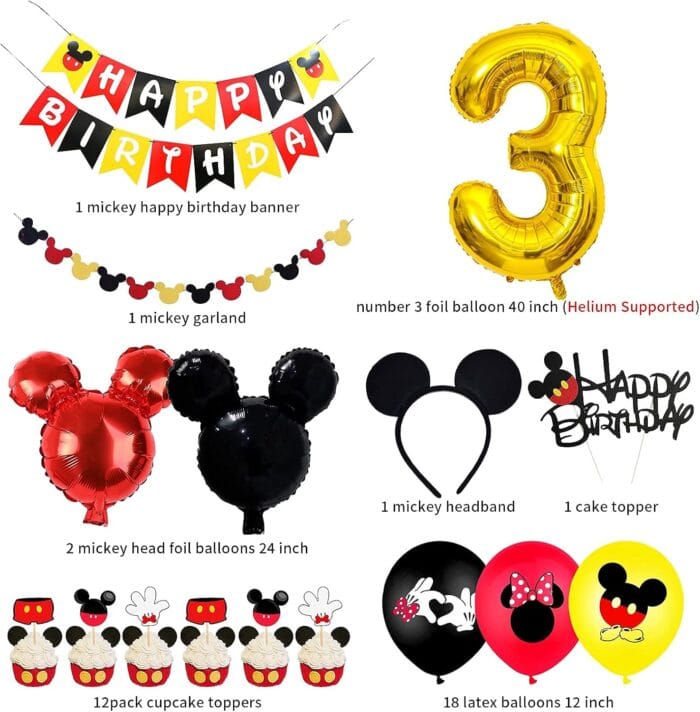 1729793773 Mickey 3rd Birthday Party Supplies Mickey 3 Years Old Decor