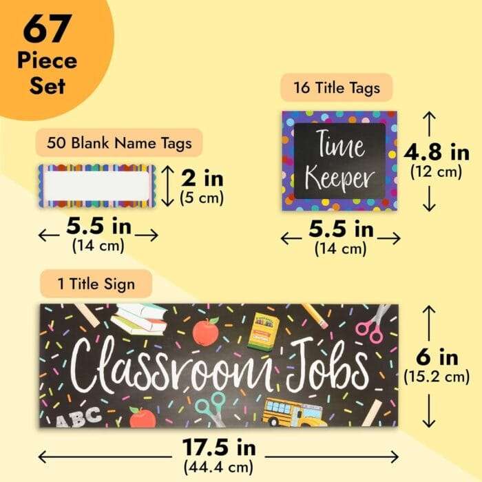 1730225868 Juvale 67 Piece Bright Classroom Job Chart Set with Name Tag
