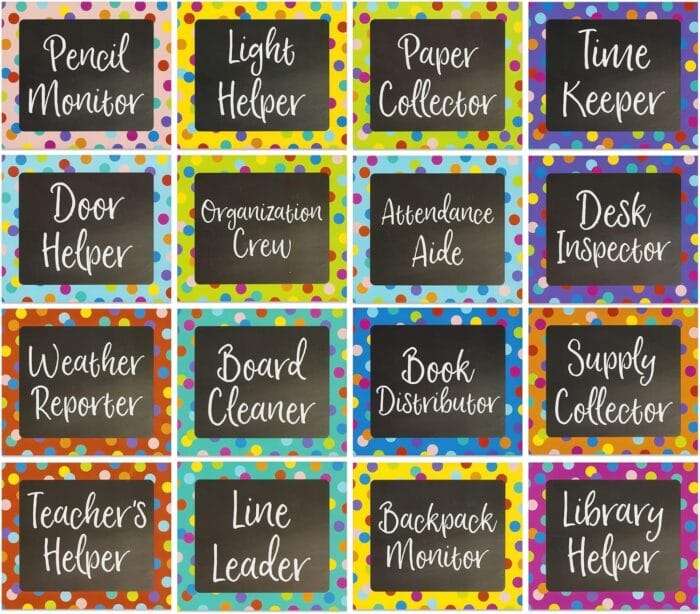 1730225877 Juvale 67 Piece Bright Classroom Job Chart Set with Name Tag