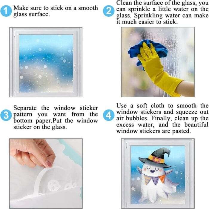 1730312458 Whaline 6 Sheets Halloween Window Clings Watercolor Haunted