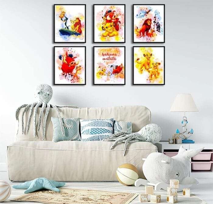 1730400096 IVYILA Lion King Poster Simba Watercolor Prints Wall Art Dec