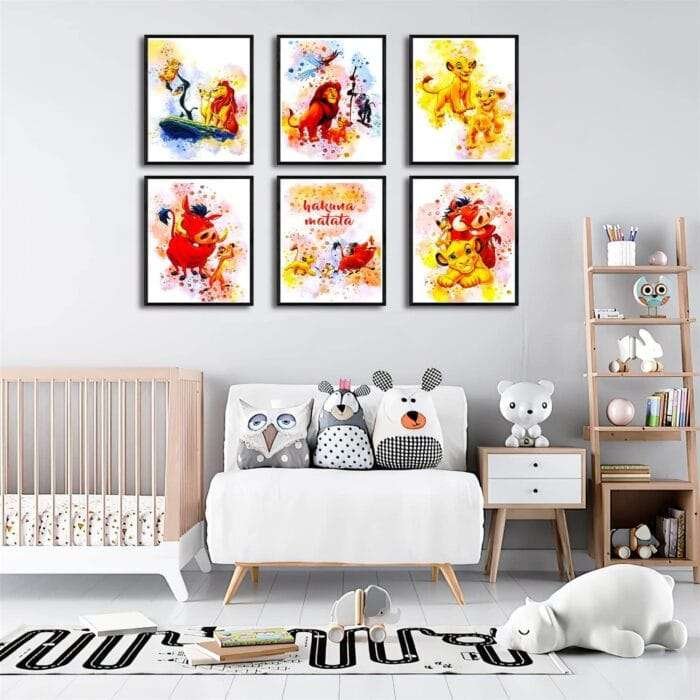 1730400102 IVYILA Lion King Poster Simba Watercolor Prints Wall Art Dec