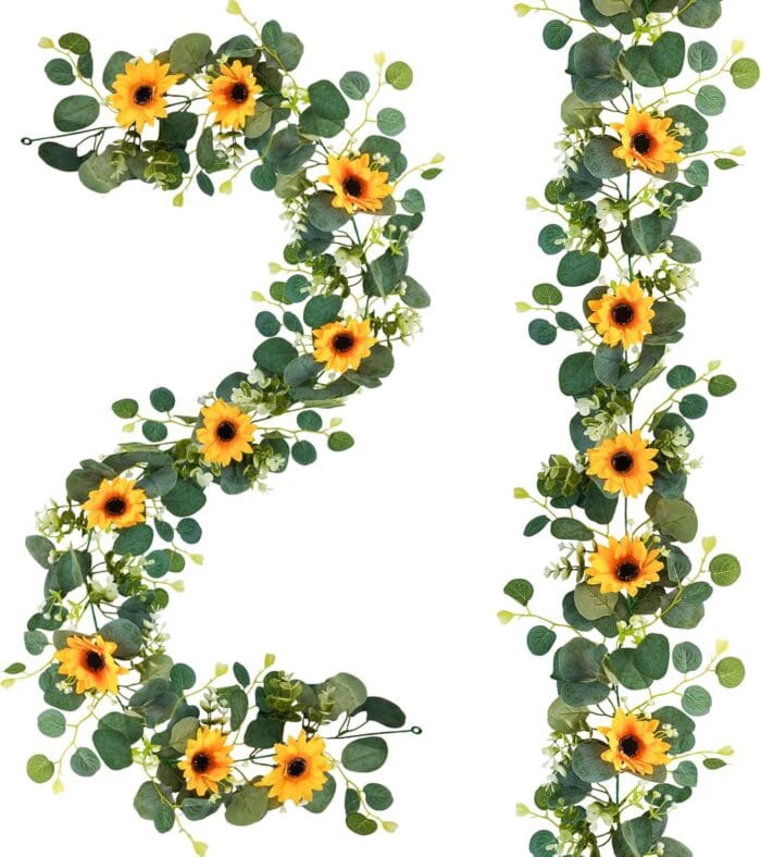 Uieke 2 Pack Artificial Sunflower Garland 6ftStrand Silk S