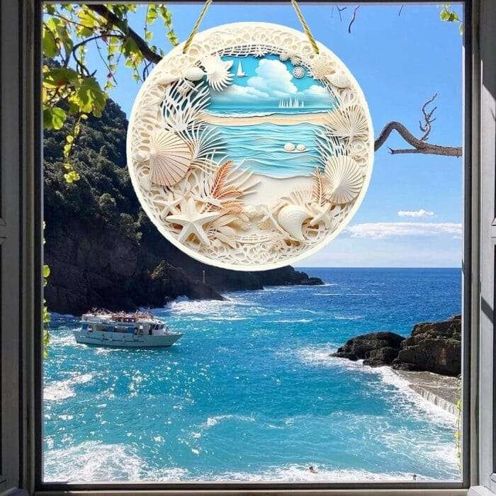 1730658825 5.9 Acrylic Window Hanging Summer Beach Shells Window Han