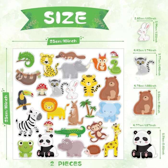 1730745033 gisgfim Jungle Animals Thick Window Clings 3D Zoo Animals Wi