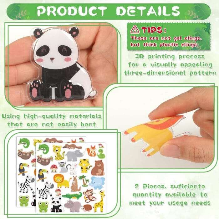 1730745036 gisgfim Jungle Animals Thick Window Clings 3D Zoo Animals Wi