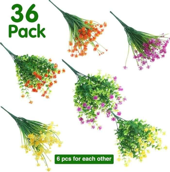 1731860930 WILLBOND 36 Bundles Artificial Flowers Outdoor UV Resistant