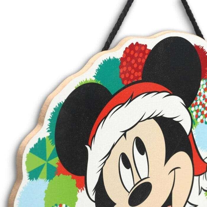 1732986835 Disney Mickey Mouse Holiday Wreath Hanging Wood Wall Decor