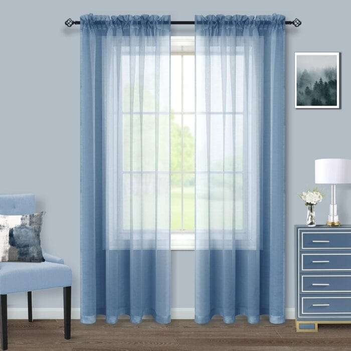 Dusty Blue Curtains 84 Inch Length for Living Room 2 Panel S